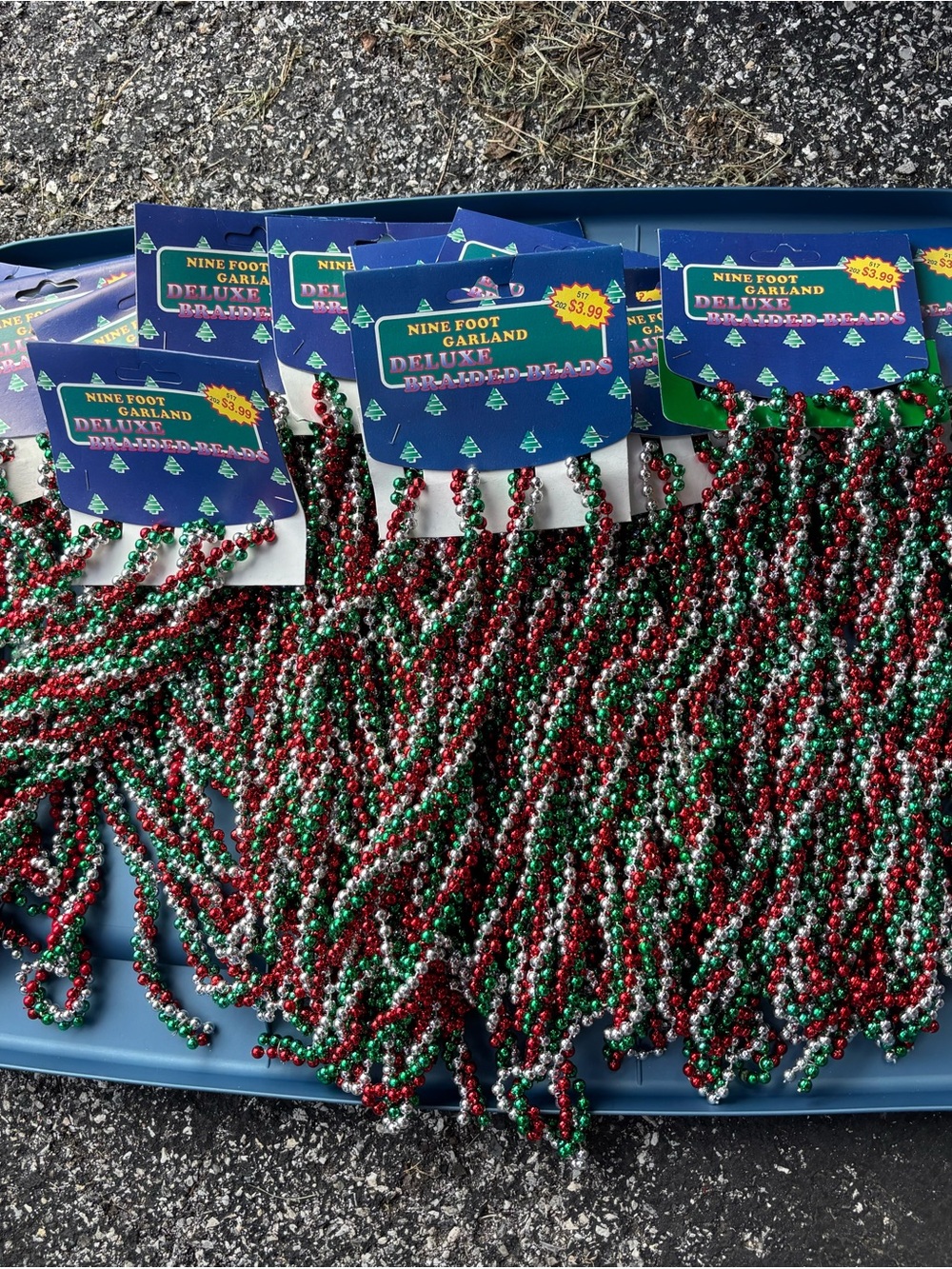 12 Luxe Red, Green, Silver Deluxe Garland Beads